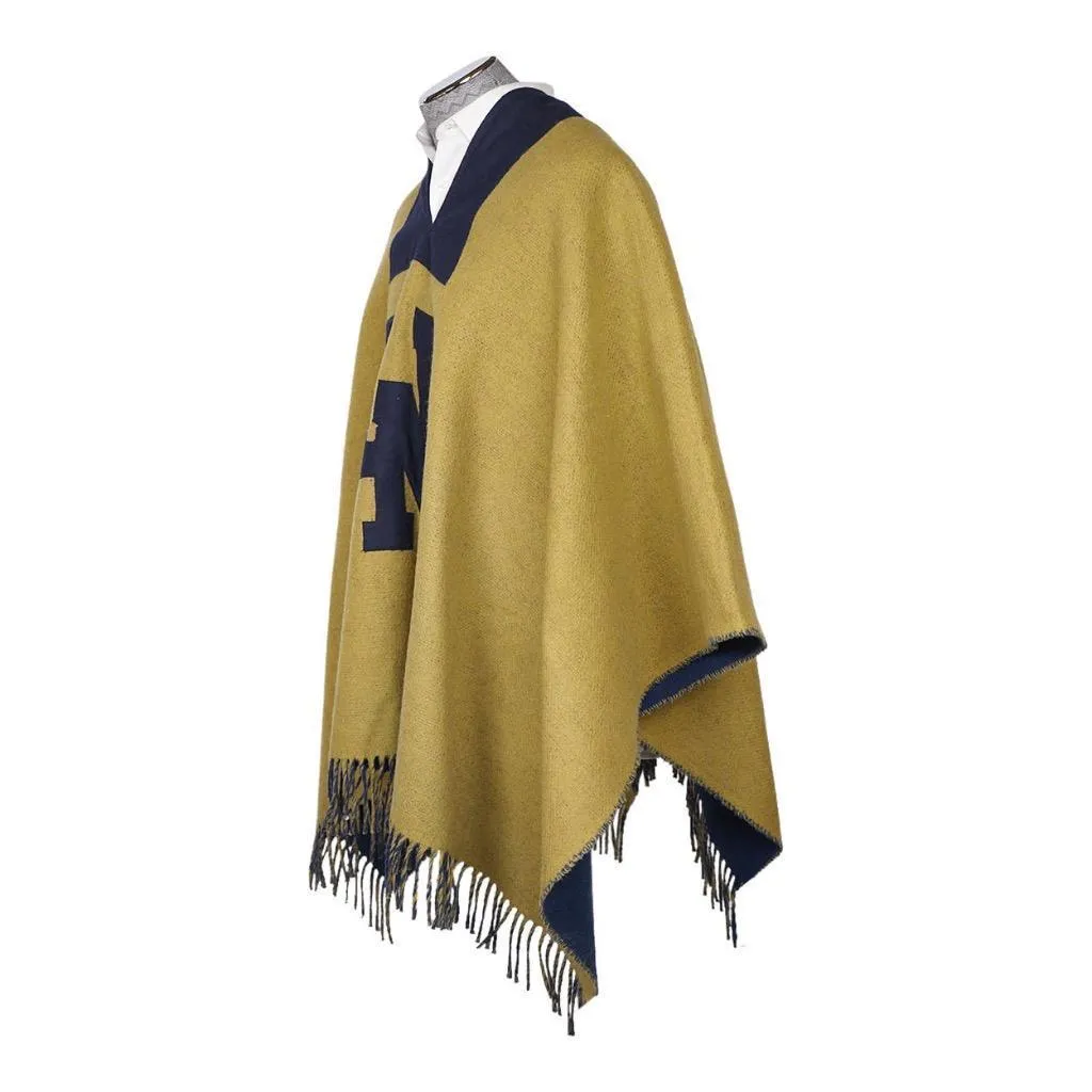 Vintage UNIVERSITY of MICHIGAN Stadium Poncho Fringed Blanket Wool Wolverines
