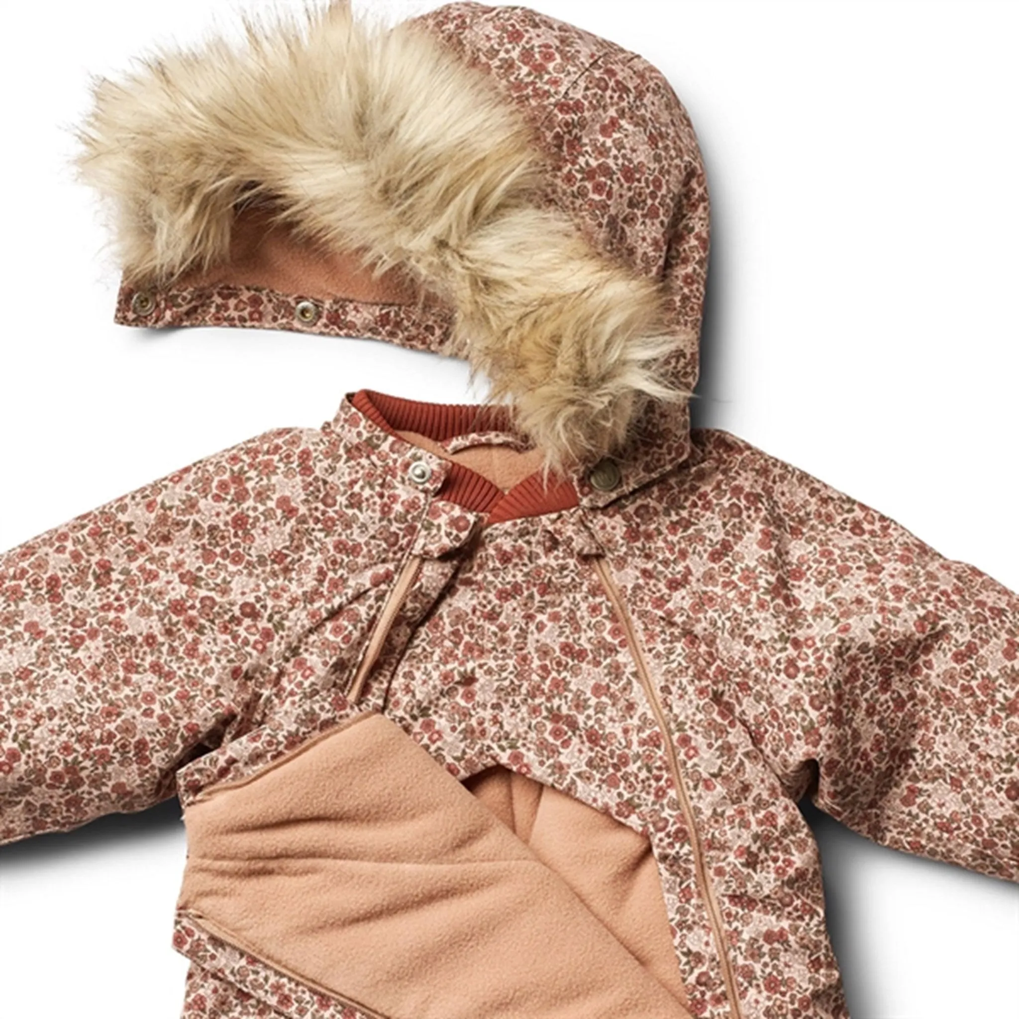 Wheat Snowsuit Nickie Tech Rose Dust Flowers