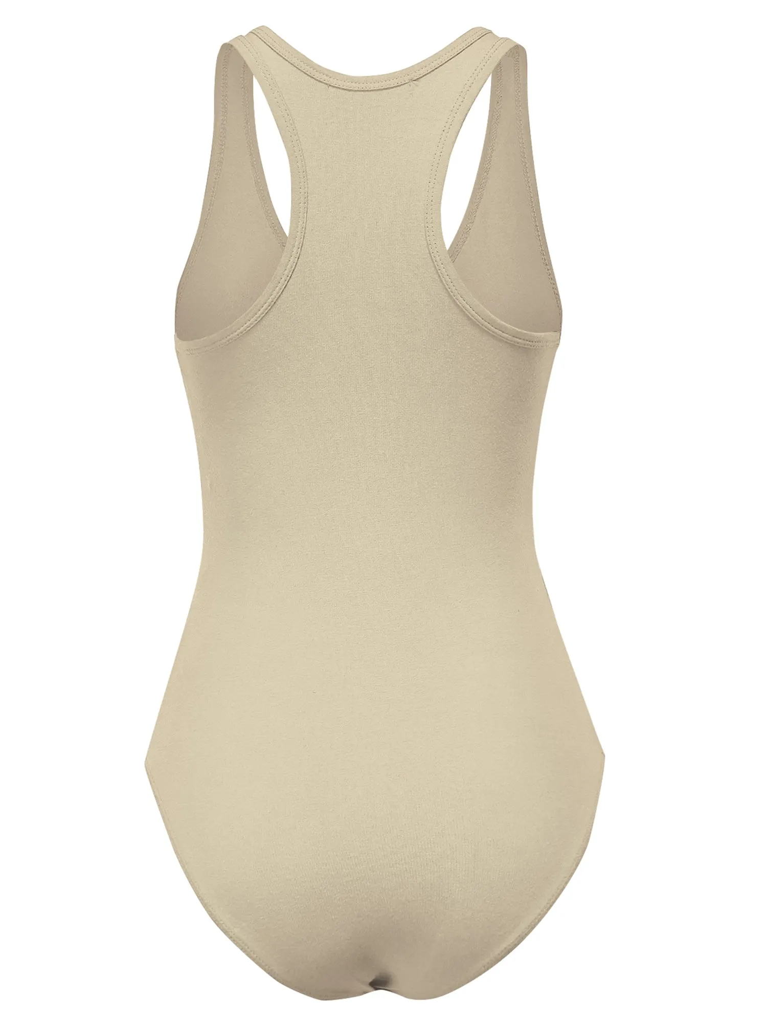 Women's Basic Solid Sleeveless V Neck Stretchy Bodysuit Top (FWT1011)