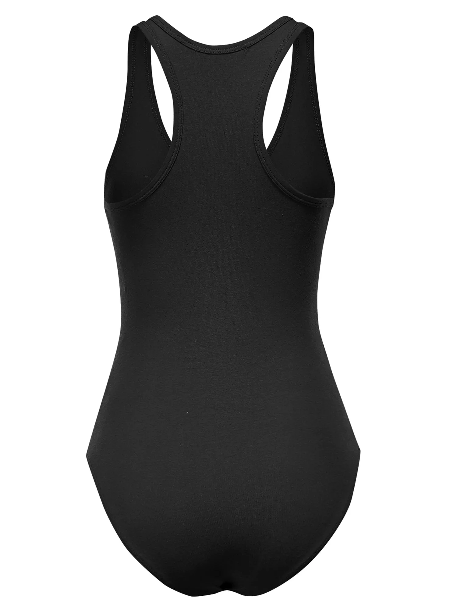Women's Basic Solid Sleeveless V Neck Stretchy Bodysuit Top (FWT1011)