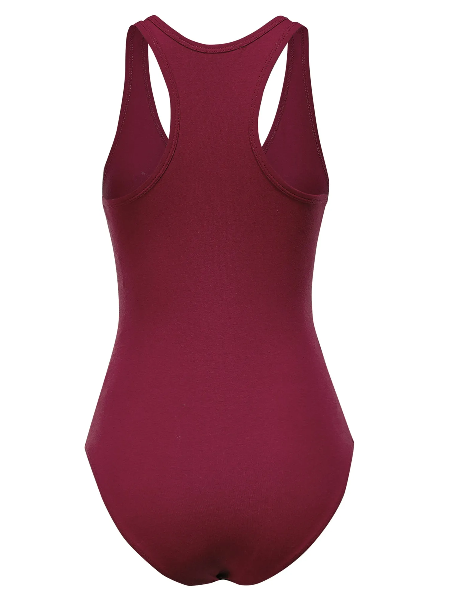 Women's Basic Solid Sleeveless V Neck Stretchy Bodysuit Top (FWT1011)