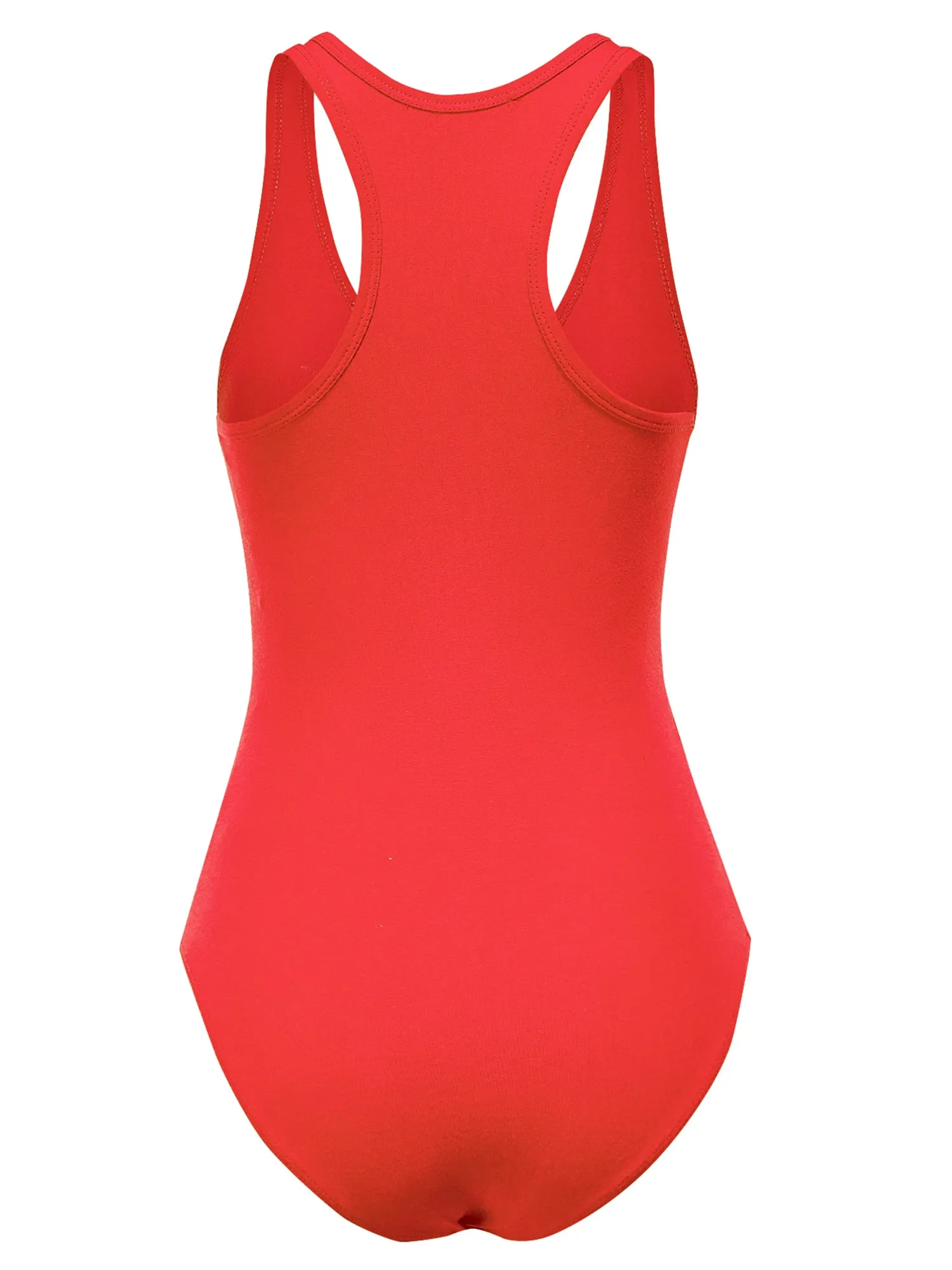 Women's Basic Solid Sleeveless V Neck Stretchy Bodysuit Top (FWT1011)