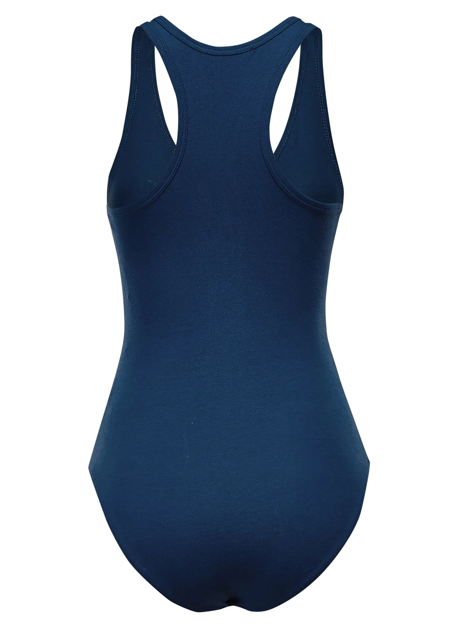 Women's Basic Solid Sleeveless V Neck Stretchy Bodysuit Top (FWT1011)