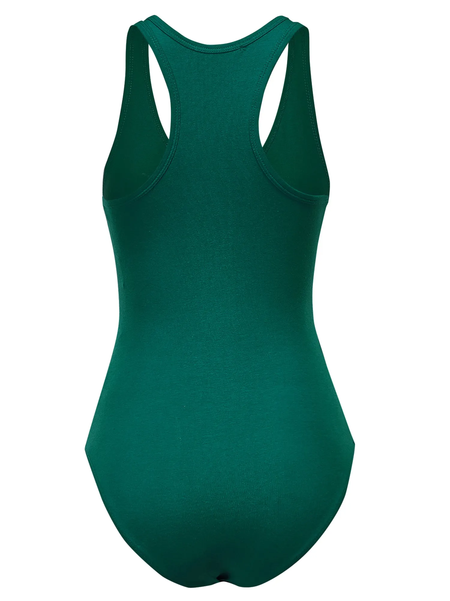 Women's Basic Solid Sleeveless V Neck Stretchy Bodysuit Top (FWT1011)