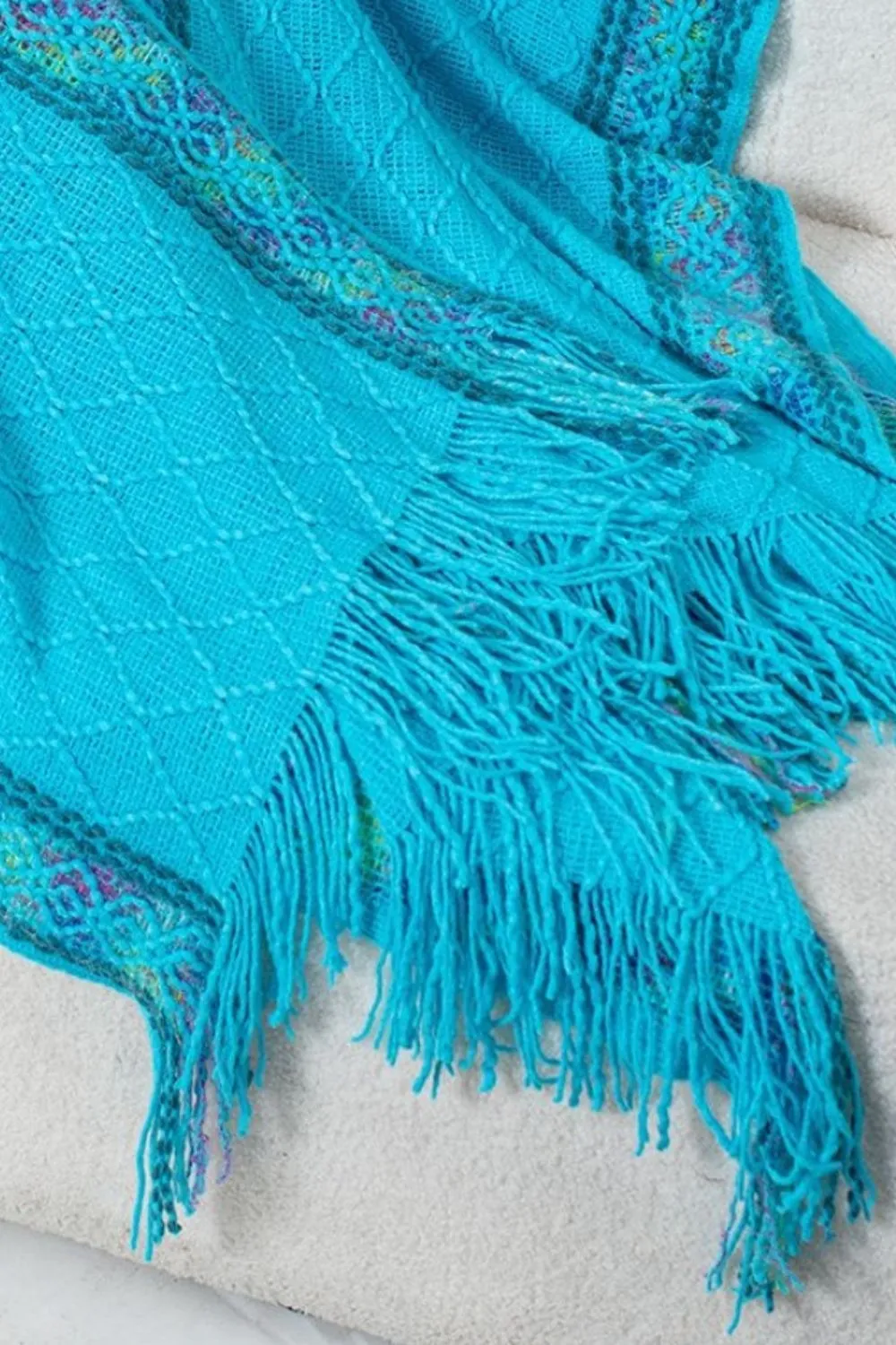 Womens Fringe Half Sleeve Hooded Poncho (ONE SIZE)