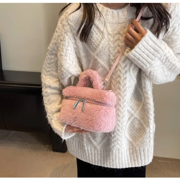 Wool Fax Fluffy Fur Beauty Box Bags-Showtown