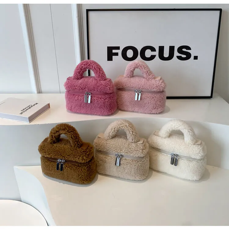 Wool Fax Fluffy Fur Beauty Box Bags-Showtown