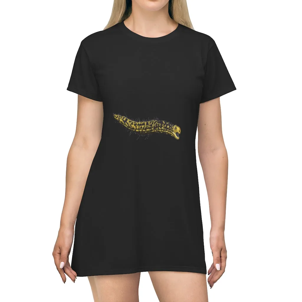 Yellow Eel All Over Print T-Shirt Dress