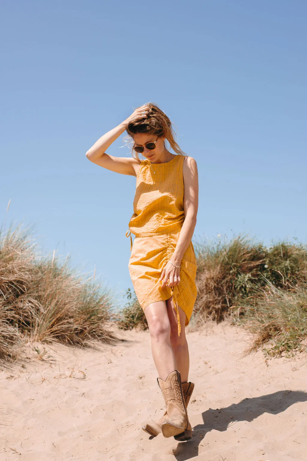Yellow Seersucker Rachel Skirt
