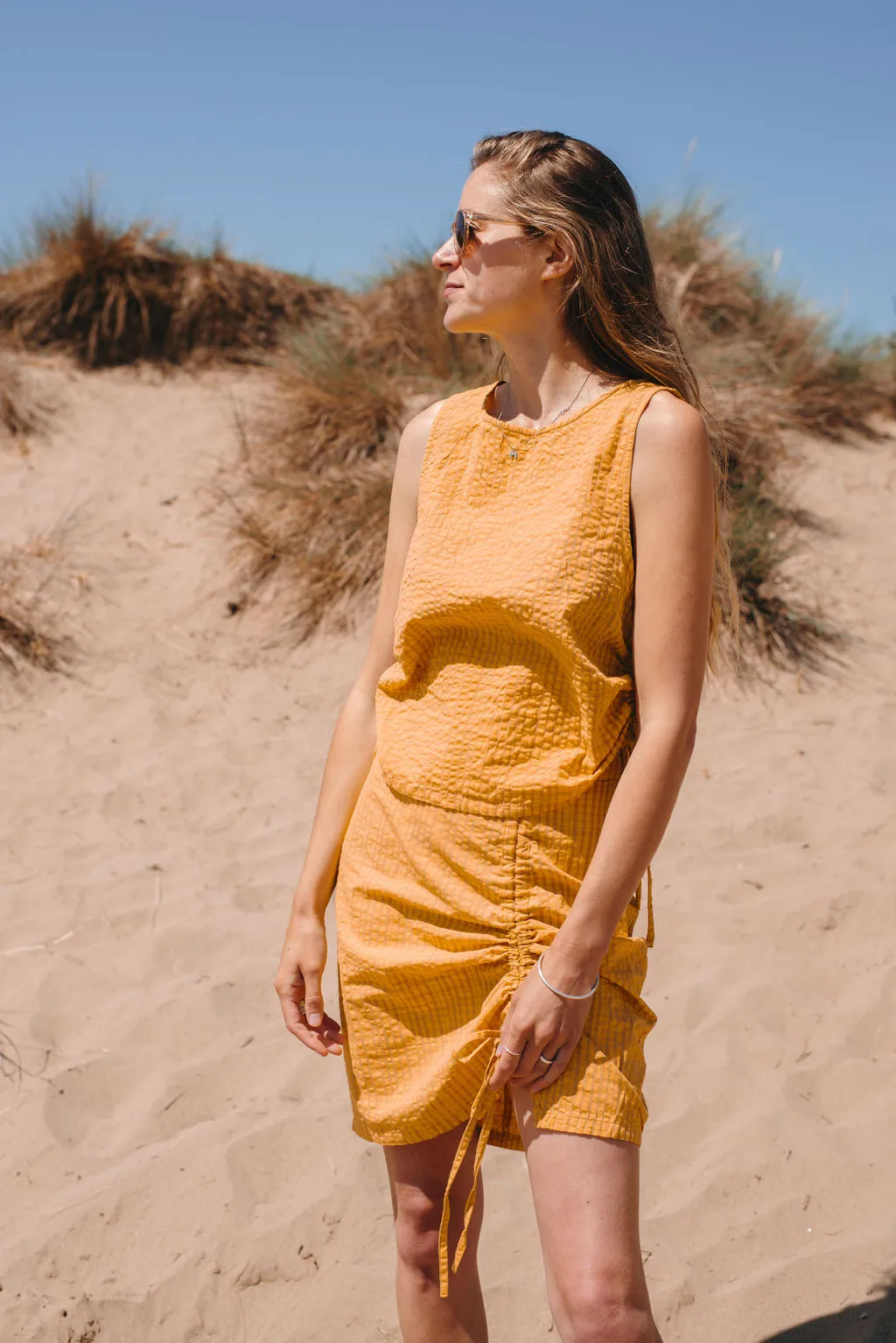 Yellow Seersucker Rachel Skirt