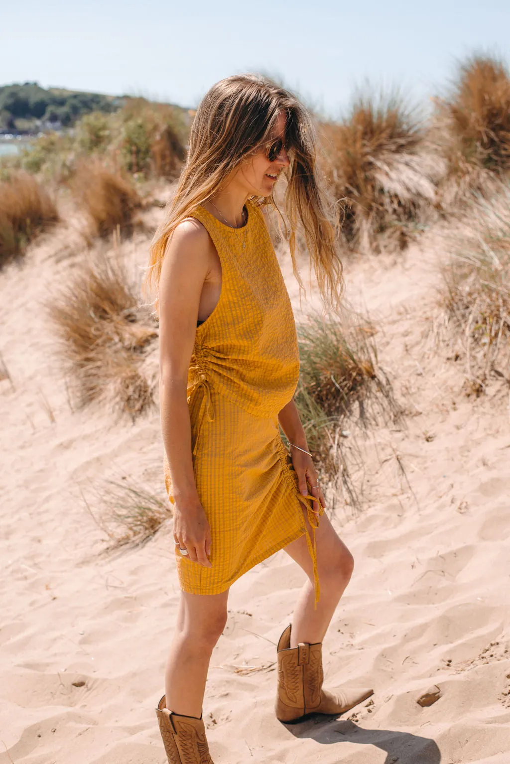 Yellow Seersucker Rachel Skirt