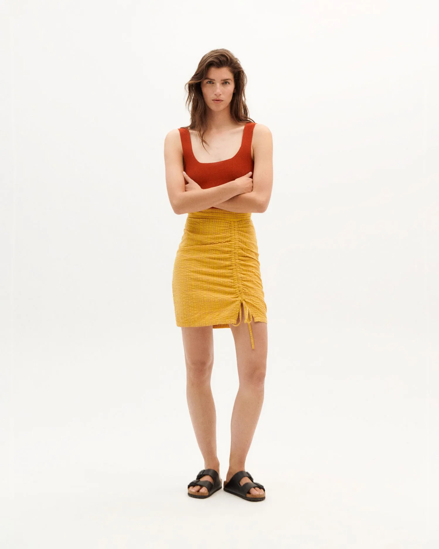 Yellow Seersucker Rachel Skirt