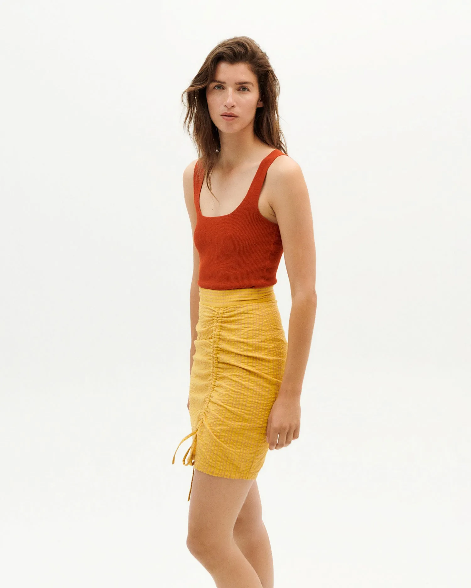 Yellow Seersucker Rachel Skirt